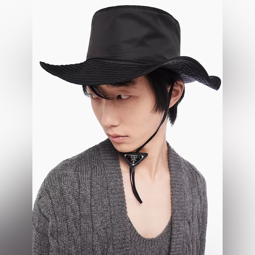 New Prada Re-Nylon Logo Adjustable Wide Brimmed Hat